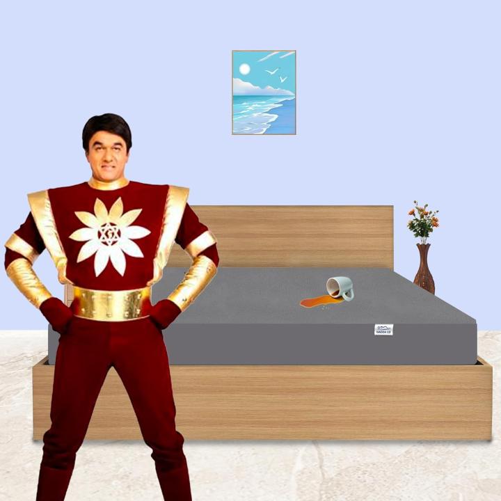 GADDA CO 100% Waterproof Premium Cotton Feel Mattress Protector King Size 78x72 Inch|Ultra Soft Breathable & Fitted Bed Protector Terry Cover Double Bed (6.5x6 feet, Fits 10 Inches, Grey)