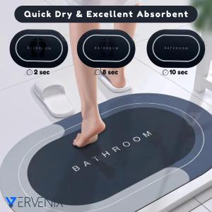 VERVENIX Doormat Pack of 2 Bathroom Mat Rubber for Home Kitchen Washroom Office Rectangular Grey