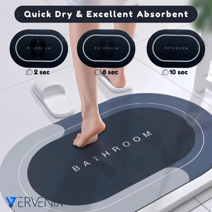 VERVENIX Doormat Pack of 2 Bathroom Mat Rubber for Home Kitchen Washroom Office Rectangular Grey