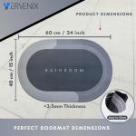 VERVENIX Doormat Pack of 2 Bathroom Mat Rubber for Home Kitchen Washroom Office Rectangular Grey