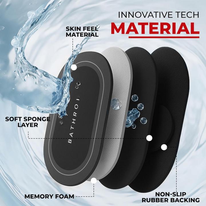 VERVENIX Doormat Pack of 2 Bathroom Mat Rubber for Home Kitchen Washroom Office Rectangular Grey