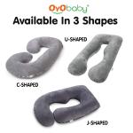 OYO BABY Pregnancy Pillows for Sleeping J-Shape Full Body Pillow and Maternity Support - for Back, HIPS, Legs, Belly for Pregnant Women with Removable Washable Velvet Cover (Grey)